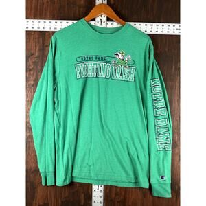 Notre Dame Fighting Irish Champion Long Sleeve Shirt Green Blue Mens Large‎ NCAA